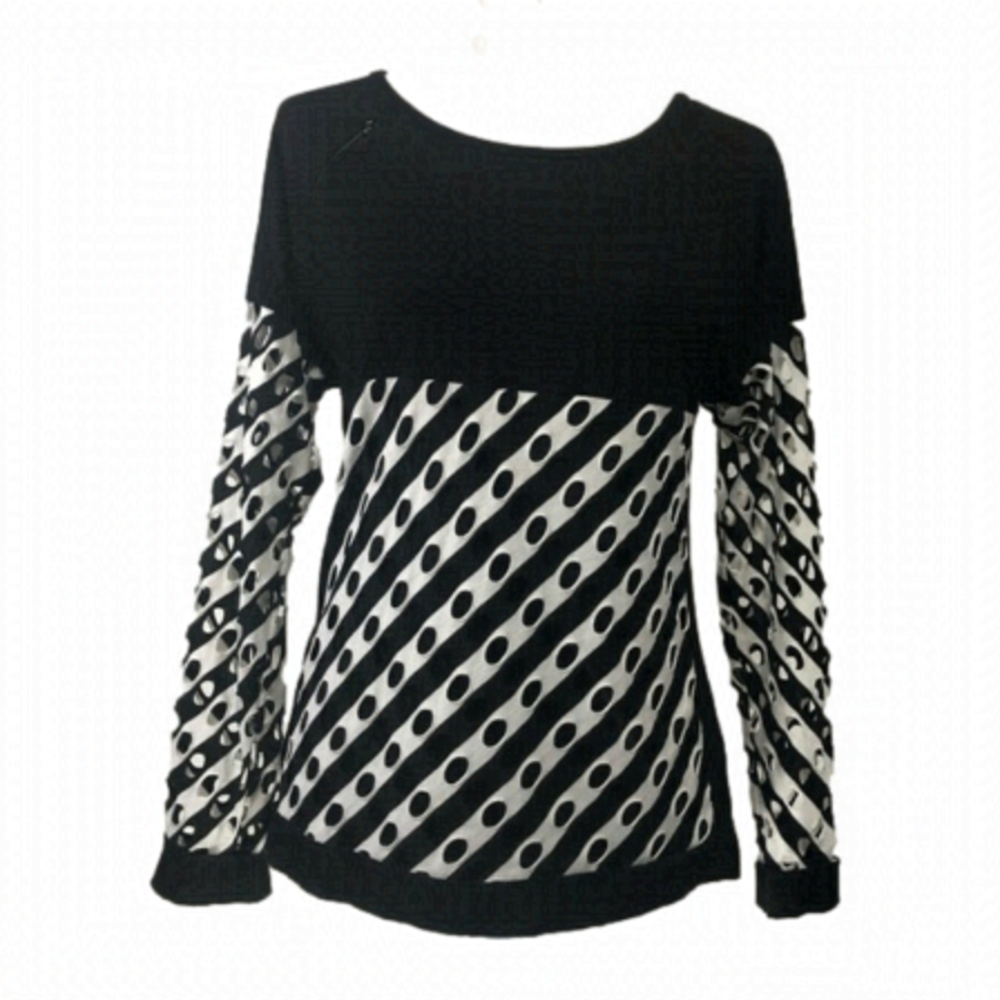PICADILLY Long Sleeve Black & White Top